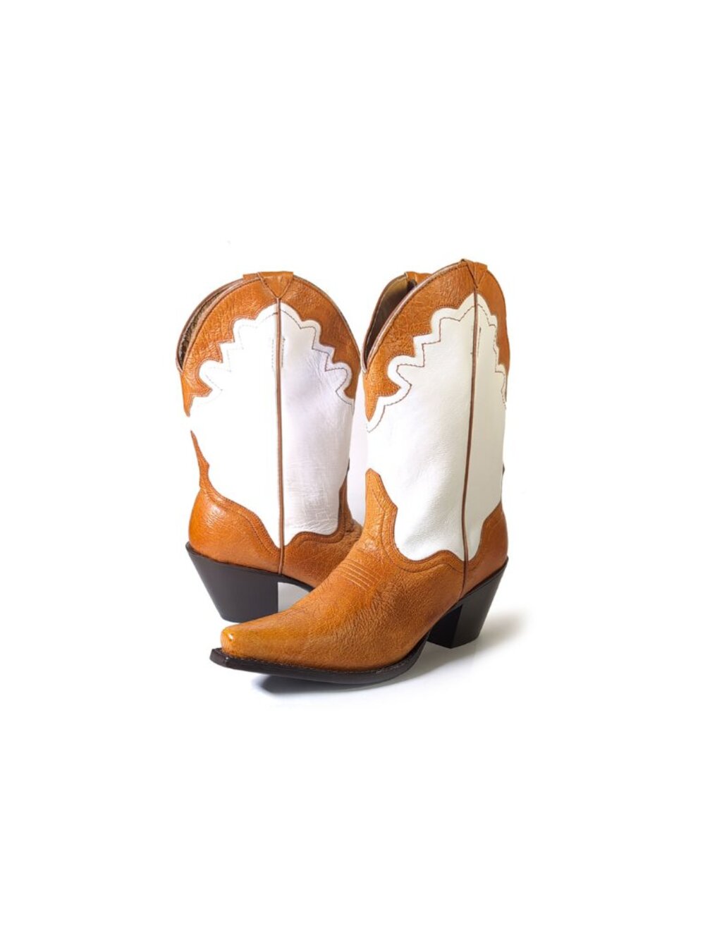 Vintage JB Dillon Cowboy Boots Tan & White Womens Size 8.5 - Picture 5 of 16